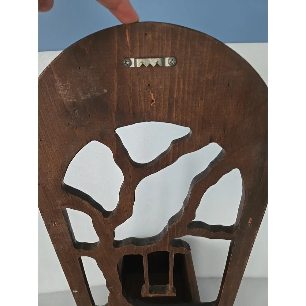 Vtg 70's Handmade Wood Wall Organizer Wall Tree Decor‎ Boho Abstract Beach